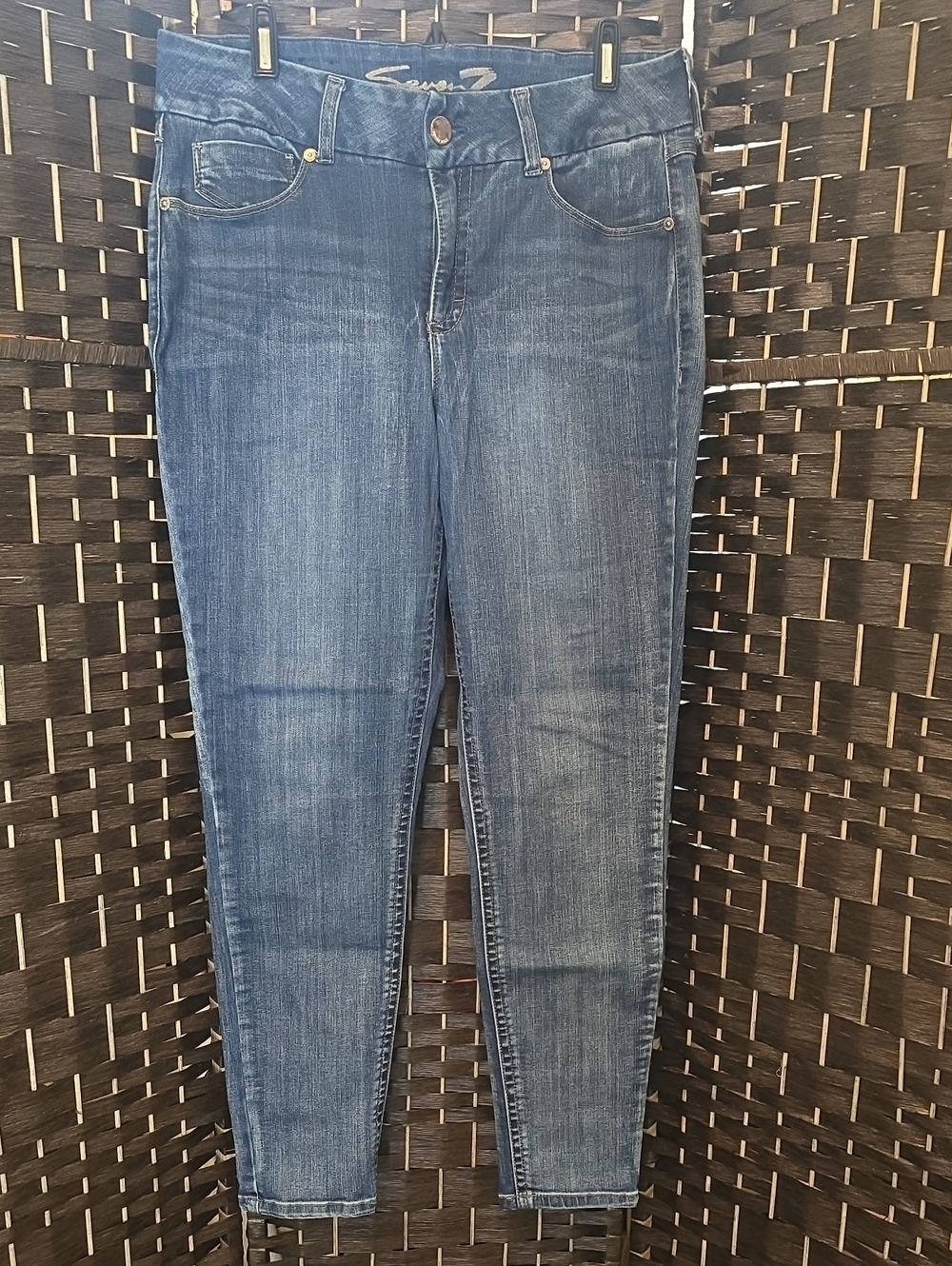 Seven7 Tummyless High Rise Skinny Jeans Stretch Medium Wash Plus Size 16